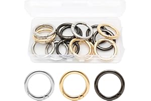 FL HUA 15 sztuk karabińczyków 25 mm, okrągły, metalowy, wytrzymały karabińczyk, wielokolorowy, z otworem na sprężynę, do breloczków, torebek i namiotów, rękodzieło