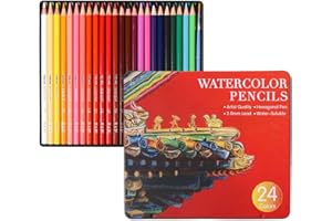 Holzsammlung 24 Lápices Acuarelables, Caja Lapices Colores Para Mezcla, capas y pintura de acuarela, Kit de Dibujo Profesional Coloreado para Adultos, Artistas Principiantes y Expertos#03