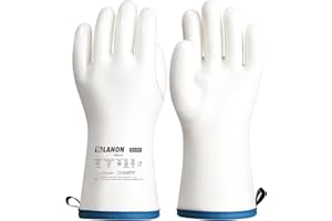 ‎LANON PROTECTION LANON Flüssig Silikon Hitzebeständige Grillhandschuhe, Topfhandschuhe, Backhandschuhe, Ofenhandschuhe, Grillen, Backen, Kochen, rutschfest, Wasserdicht, Weiß, L/9