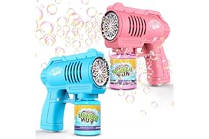 PANAMALAR Panacare 2pcs Pistolets à Bulles,Machine à Bulles Savon Enfants 4000+Bulles/Minute Solution Bulles Savon,Machine Bulles Jouet Bulles Cadeau Enfant/Anniversaire/fête HLLFR-AL2026 Bleu/Rose
