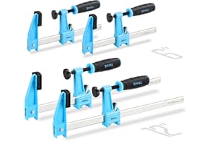 SHALL Juego de abrazaderas de barra de acero de 6 pulgadas y 12 pulgadas paquete de 4, Sargentos de barra,límite de carga de 600 libras para carpintería