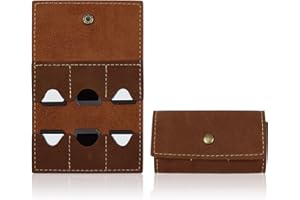 AfitLulu 6 Slots Memory Card Case Foldable Gaming SD Card Case Holder Portable Retro Leather Memory Cards Storage Organizer with Metal Snap for Travel and Daily Storage (Brown)