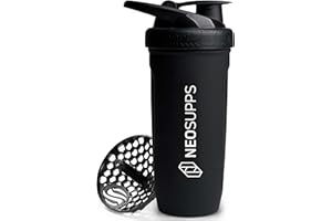 Neosupps Edelstahl Protein Shaker 900 ml - BPA- und DEHP-freier Premium Eiweiß Shaker, lebenslange Haltbarkeit - mit Sieb für cremige, klumpenfreie Shakes - Shaker für Proteinshakes