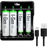 I-Gen G479 4'l&uuml; Pil Şarj Aleti + 2 Adet AA 2700 mAh + 2 Adet AAA 900 mAh Şarjlı Kalem Pilli Set 1.2V Ni-MH