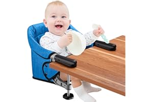 TOOGEL Siège de Table pour Bébé, Chaise Haute Portable avec Ceinture de Sécurité Chaise de Table Pliable pour Enfant avec Sac de Transport (Bleu Clair)