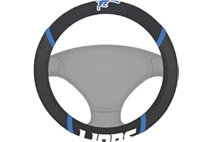FANMATS 15196 NFL Detroit Lions Embroidered Steering Wheel Cover, Black, Universal 15" Diameter