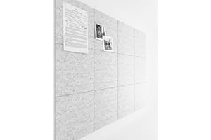 Bumusty Large Felt Notice Board 48" x 36" Cork Board Alternative-12 Pack with 70 Safe Removable Adhesive Tabs, Cork Boards for Walls for Home Office Classroom Pin Board-Marble Gray