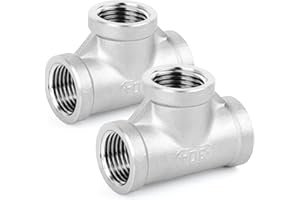 ERGAOBOY 2 piezas de accesorios de tubería en T de acero inoxidable, accesorios de tubería hembra BSP de 1/4 "x 1/4" x 1/4 "