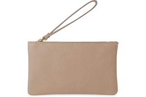 Parubi Pochette à Main Petite pour Femme, Mini Sac à Main en Cuir Souple Véritable Fabriqué en Italie, Pochette avec Cordon et Fermeture Éclair Élégante pour Femme et Fille (Aura)