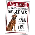 RHODESIAN RIDGEBACK Warnschild Metall – 30,5x20 Cm, Aluminium 0,5 Mm | Personalisierbar Mit Löchern