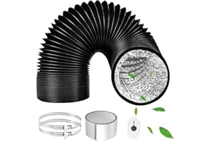 ComPDCVD Exhaust Hose 100 mm 6 m Aluminium Flex Hose Flexible PVC Aluminium Pipe Hose 100 with 2 Hose Clips Stainless Steel and Aluminium Foil Tape for Air Conditioning Tumble Dryer Extractor Hood