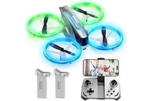 TOPRCBOXS Q1 Mini Drone with Camera for Kids, Adults & Beginners, RC Quadcopter with Cool LED Lights, Headless Mode, 3D Flips, 2 Detachable Batteries, Drone Toys Gifts for Boys and Girls, Grey