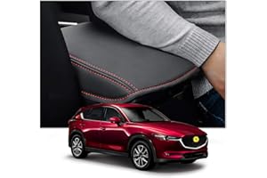 CDEFG Compatible with Mazda CX-5 CX5 KF 2017-2024 2025 Armrest Cover, Centre Console Box Lid Leather Anti-scratch Comfortable Microfiber Car Protector Interior Accessories (Red Line)