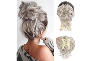 SDZNYQT Claw Messy Bun Hairpieces Clip Wavy Curly Hair Chignon Clip in Hairpieces Tousled Updo Doughnut Hair Bun Synthetic Hair Ponytail for Women Girls