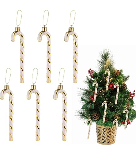 Tannenbaum Schmuck 6er-Set Weihnachtsbaum-Anhänger - Glitzernde Zuckerstangen Deko Für Weihnachtsbaum & Geschenke Plastik Weihnachtsbaum Schmuck