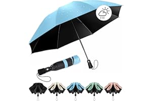 Chakipee Parasol duży, odporny na burzę, kompaktowy podróżny dla kobiet i mężczyzn – automatyczne otwieranie i zamykanie, przenośny parasol kieszonkowy, czarny 210T, powłoka 210T, rozpiętość skrzydeł