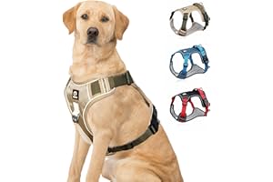 ACXILEXY Harnais pour Chien, Harnais Anti-Traction Réglable avec Bandes Réfléchissantes et Poignée Contrôle, Harnais Robuste avec Panneau Auto-Agrippant pour Chien Moyen, Grand, Petite