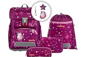 Step by Step Schulranzen-Set Cloud, 5-teilig, ergonomischer Tornister mit Reflektoren, höhenverstellbar mit Hüftgurt, ab der 1. Klasse, 19L