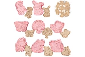 Honicemar Set di Formine per Biscotti a Forma di Animali 3D Tagliabiscotti Plastica Stampi 8 pezzi Formine Biscotti Bambini per Decorare Biscotto Dolci Torta