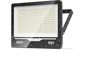 TOPAUBUB LED Strahler Außen Hofbeleuchtung 300W 1 Stücke - 30000LM Superhell LED Scheinwerfer 230V Fluter Außen 6500K Kaltweiß IP67 Wasserdicht Flutlichtstrahler für Garten, Sportplatz