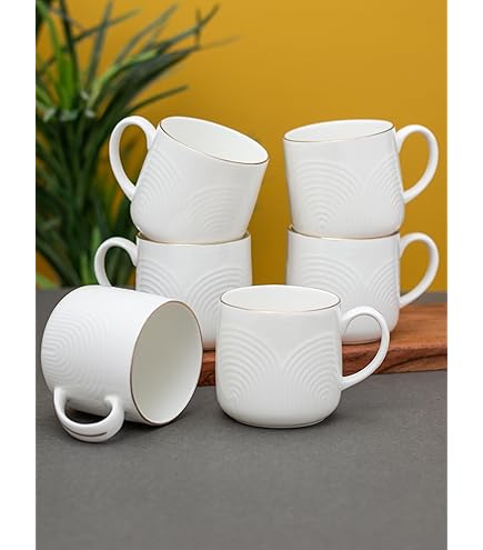 Buy Clay Craft Fine Ceramic Tea/Coffee Cup Set of 6-200 ml Each