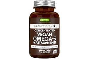 IGENNUS HEALTHCARE NUTRITION Igennus Vegan DHA & EPA Omega 3 90 Servings,1344mg Algae Oil & Astaxanthin Antioxidant, Pure & Sustainable, 400mg DHA & 200mg EPA, Easy-to-Swallow, 180 Small Softgels