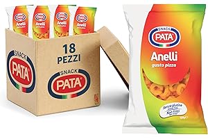 PATATINE PATA PATA | Anelli di Mais Gusto Pizza, Senza Glutine, con Olio di Semi di Girasole Alto Oleico, Non Fritti, 18x120g