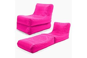 Big Bertha Original Fold Out Sun Lounger Outdoor Bean Bag - Use As A Chair Or Lounger Garden Beanbag - Cerise Pink