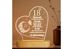 OkiyiD Geburtstag Frau Mann, 18. Geburtstagsgeschenke - Acryl Nachtlicht Geschenke Deko, 18. Geburtstag für Vater, Mutter, Freunde, Ehemann, Ehefrau, 18. Geburtstagsgeschenkideen