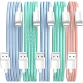 Kndaa 5Pack 1+2+2+3+3M USB-A to Lighting Charging Cable for iPhone 14/13 | Nylon Braided USB C to Lighting Cable Fast Chargin