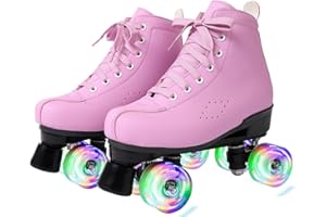 Kelodo Roller Skates for Girls and Boys,Double Row 4 Wheels Shiny Quad Kids Skates,PU Leather High-top Adult Roller Skates for Beginner Professional Indoor/Outdoor Men/Women/Ladies/Unisex