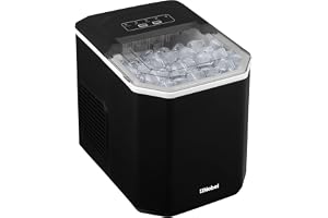 Nobel Ice Maker, 12Kgs 25°C Ice Capacity Daily, 1.3L Water Tank Storage, Bullet Ice Cube Shape, Water Shortage Indicator,Infrared Sensor, LED Display, R600a Refrigerant NIM15S Black