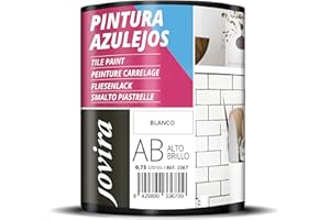 JOVIRA PINTURAS Vernice Per Piastrelle 750 ml | a Base d'acqua. Date un nuovo look alla vostra cucina e al vostro bagno (750 Millilitri, Bianco Lucido). F-09