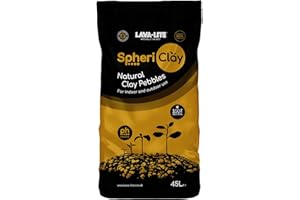 LAVA-LITE SpheriClay- LECA Clay pebbles 5-8mm size for better plant root contact and larger surface area for Hydroponic Growing Media. ideal for Orchids, semi hydro, houseplants & Drainage 45 Litres