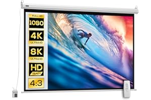 HOMCOM Écran vidéoprojecteur 84 Pouces, 4:3 4K HD écran de Projection motorisé et électrique, écran de Projection TV et Home cinéma, Montage Mural ou Plafond, Panneau de Commande et télécommande