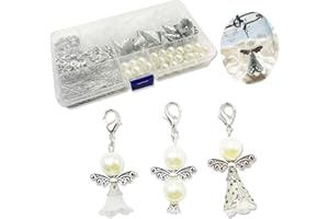 HRASY Angelo custode fai da te con perline portachiavi fai da te con ali d'angelo, perline artigianali, accessori per gioielli fai da te, matrimonio, battesimo, baby shower, Natale, compleanno