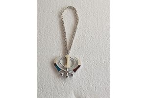 BEXCO Sikh Khanda Sahib Metal Car Hanging Rear View Mirror Show Peice - Complete with Chain (6 cm, Silver)