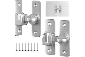 HERKINDNESS 2 Paare Schiebetürschloss, 90°/180° Verschlussriegel, Aluminiumlegierung Zusatzschloss Wohnungstür, mit 8 Schrauben Türverriegelung, Silber, für Türen, Fenster, Schränke