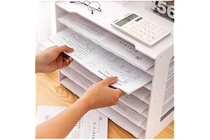 Mommax Unidades de Almacenamiento de Papel A3 Extra Grandes para Oficina y Escuela, Carpetas de Escritorio Blancas, estantes, Bandeja para Cartas de Escritorio, portadocumentos para revistas