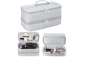 YOKILLY Grey Hair Dryer Travel Bag: Double-Layer Storage Organiser for Shark FlexStyle Hair Styler - Waterproof Organiser Storage Shark FlexStyle Storage Case for Hair Dryer Brush/Hair Curler (Bag Only)