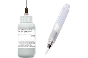 EMIL OTTO EO-Flux-Dosierflasche FF-110, Plus EO-Compact-Flux-Pen (3 ml, Linksgewinde, unbefüllt), No-Clean Elektronik-Flussmittel 5,8% Feststoff, 50 ml Inhalt, Dosiernadel aus Teflon