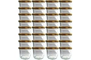 hocz 100 x Jam Jars 125 ml – Preserving Jars Gold TO 66 with Labels – Preserving Jars with Screw Lid – Preserving Jars Small Fruits
