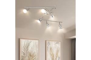wowatt Plafonnier LED 6 Spots Orientable 6W Lumière Plafonnier Spot 2800K Blanc Chaud 6 GU10 Ampoules Incluses AC230V 600LM Lumineux Spot Plafond pour Salon Salle à Manger Couloir Cuisine Chambre