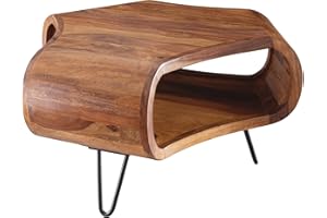 FineBuy Tavolino da caffè Legno Massello Sheesham 55 x 55 x 38 cm | Tavolino Salotto Naturale con ripiano | Tavoli da Divano Design Moderno
