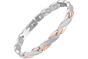 HOLISTIC MAGNETS Elegantes Magnet-Armband für Damen, alle Größen, Gesundheits-Armband bei Arthritis-Schmerzen, Karpaltunnelsyndrom – GSSM, edelstahl, 19.5 cm / 7.7 in