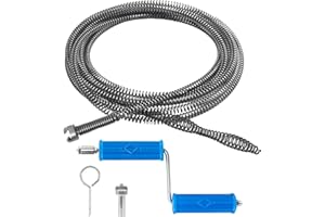 HNCY Desatascador Tuberias Profesional 5m × 10mm, Cable Desatascador Tuberias, Desatascador Fregadero con Adaptador Manual y Eléctrico, Alambre Desatascador Tuberias para Alcantarillado, Cocina, Baño