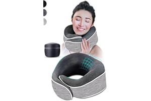 AIRTH® 360° Memory-Foam Reise-Nackenkissen mit smartem Klettverschluss - Ergonomisch stützendes Nackenhörnchen mit waschbarem Bezug für ultimativen Komfort und Entspannung