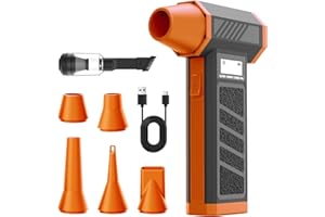 Anluomania Soplador de Aire y Aspirador 2 en 1, Aire Comprimido Limpieza PC 130000 U/min, Soplador de Polvo Eléctrico 4 Velocidades, 5000 mAh Air Duster Con Luz LED para Ordenador, Coche, Oficina,Sofá