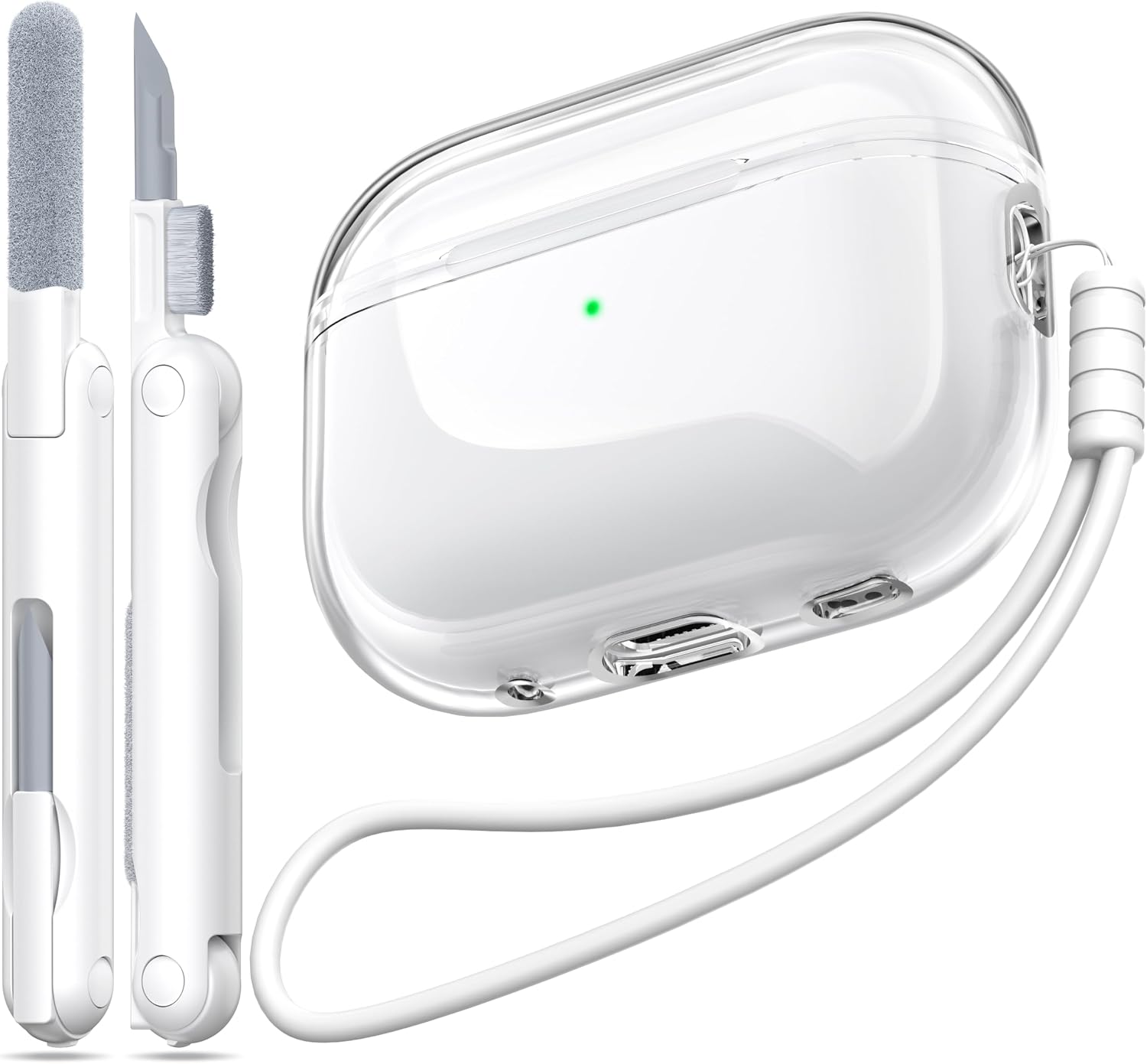 MHYALUDO for Airpods Pro 2nd/1st Generation Case Cover, Compatible with Airpods Pro Case 2nd Gen USB C Charging Port, Clear Soft Transparent Military Grade Shockproof Cover, Clear White