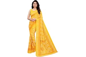 Satrani Damen Georgette Bandhani Bedruckter Sari mit Blusenteil